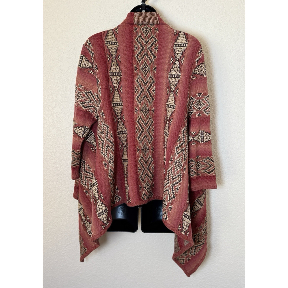 Lauren Ralph Lauren Southwestern Shawl Cardigan S/M Cotton Linen Silk Boho - Picture 5 of 12